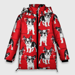 Женская зимняя куртка Oversize Французские бульдоги в очкаш