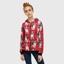 Женская толстовка 3D на молнии Французские бульдоги в очкаш - фото 2