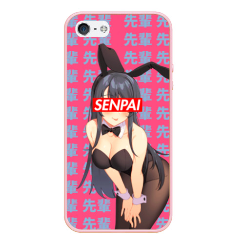 Чехол для iPhone 5/5S матовый Anime Senpai 6, цвет светло-розовый