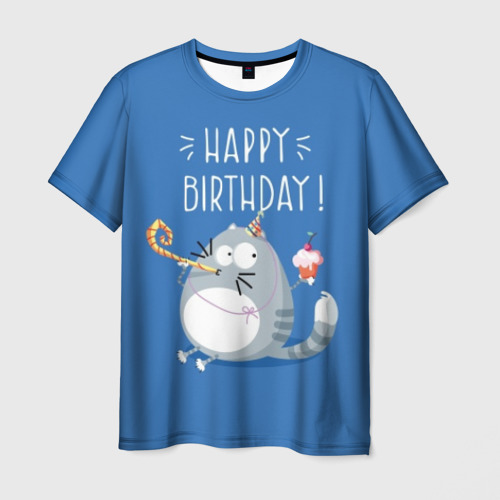 Мужская футболка 3D Happy birthday!, цвет 3D печать