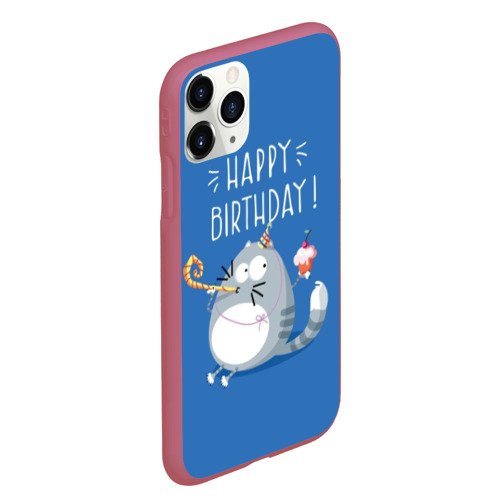 Чехол для iPhone 11 Pro Max матовый Happy birthday!, цвет малиновый - фото 3