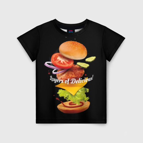 Детская футболка 3D Гамбургер, цвет 3D печать