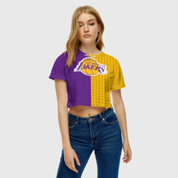 Женская футболка Crop-top 3D Lakers 1 - фото 2