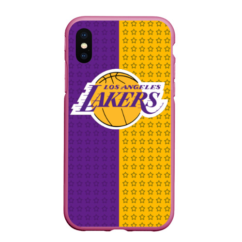 Чехол для iPhone XS Max матовый Lakers 1, цвет малиновый