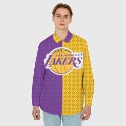 Мужская рубашка oversize 3D Lakers 1 - фото 2