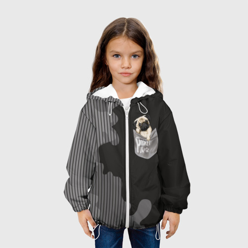 Детская куртка 3D Мопс в кармане, цвет белый - фото 4