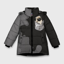 Зимняя куртка для девочек 3D Мопс в кармане