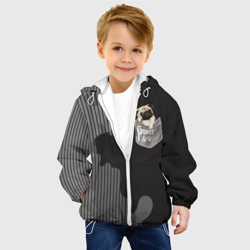 Детская куртка 3D Мопс в кармане, цвет белый - фото 3