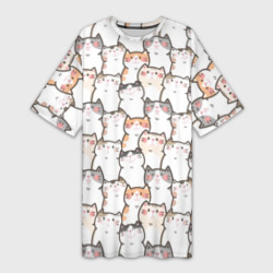 Кошки котики коты – Платье-футболка 3D с принтом купить