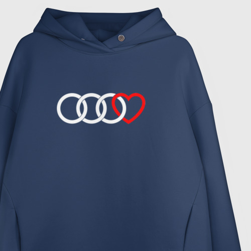 Женское худи Oversize хлопок Audi, цвет темно-синий - фото 3