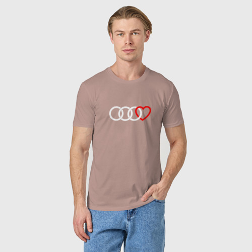 Мужская футболка хлопок Audi, цвет пыльно-розовый - фото 3