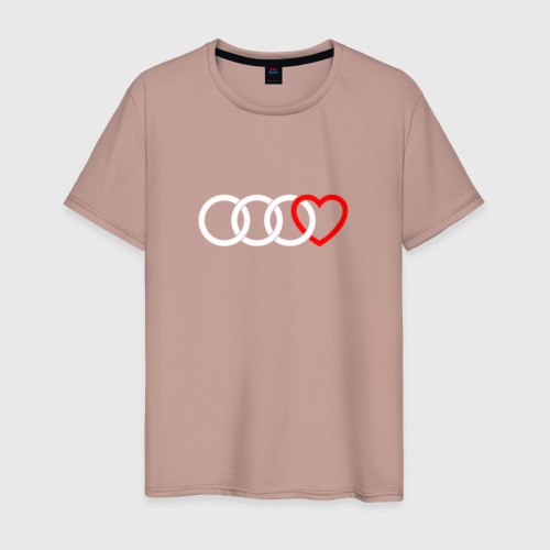 Мужская футболка хлопок Audi, цвет пыльно-розовый