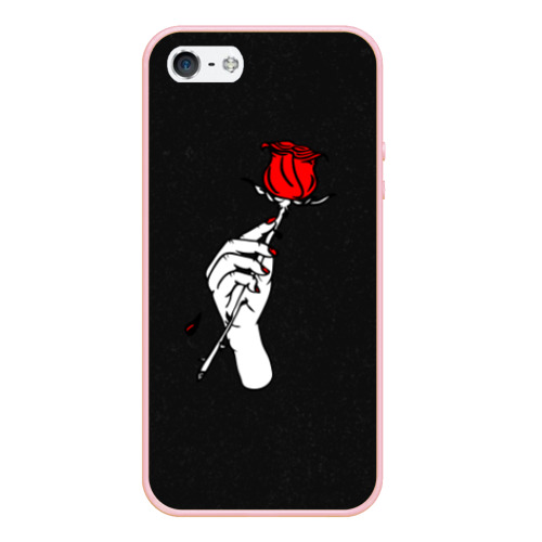 Чехол для iPhone 5/5S матовый Lil Peep Rose, цвет светло-розовый