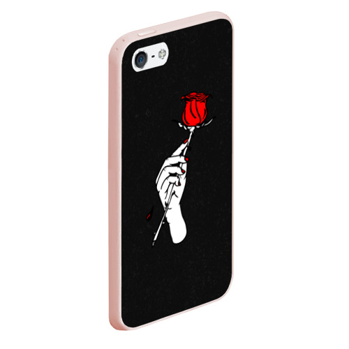 Чехол для iPhone 5/5S матовый Lil Peep Rose, цвет светло-розовый - фото 3