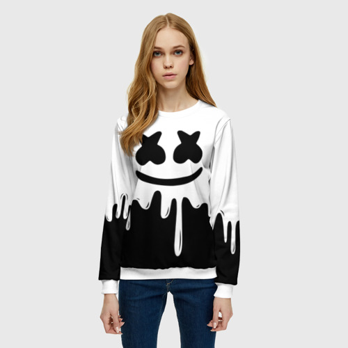 Женский свитшот 3D MELLO BLACK x WHITE | MARSHMELLO, цвет 3D печать - фото 3