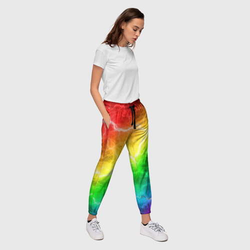 Женские брюки 3D Rainbow thunder радужные молнии, цвет 3D печать - фото 5