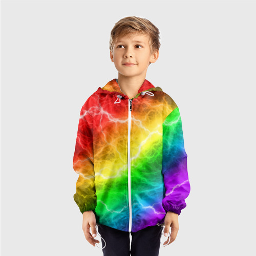 Детская ветровка 3D Rainbow thunder радужные молнии, цвет белый - фото 3