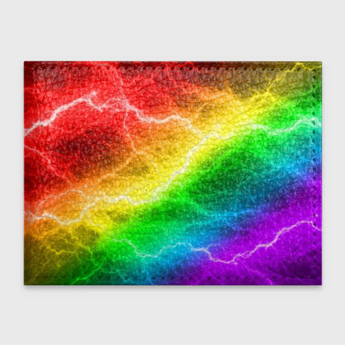 Обложка для студенческого билета Rainbow thunder радужные молнии, цвет черный