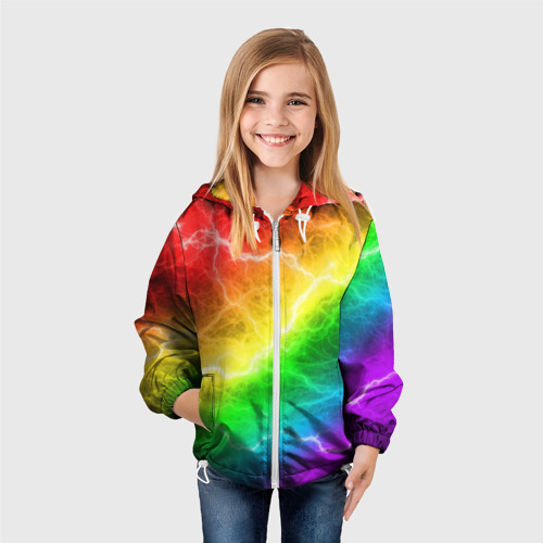 Детская ветровка 3D Rainbow thunder радужные молнии, цвет белый - фото 4