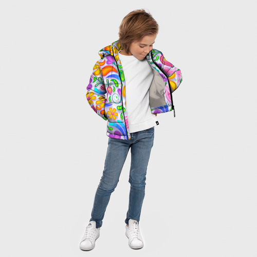 Зимняя куртка для мальчиков 3D с принтом Абстракция и цветы, вид сбоку #3