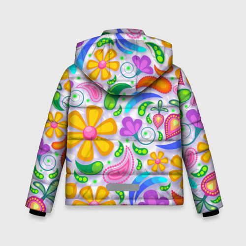 Зимняя куртка для мальчиков 3D с принтом Абстракция и цветы, вид сзади #1