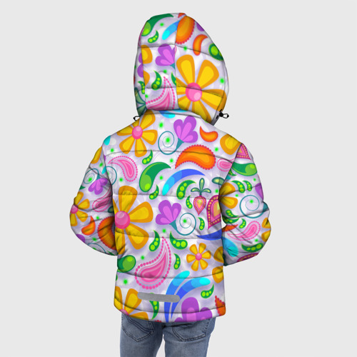 Зимняя куртка для мальчиков 3D с принтом Абстракция и цветы, вид сзади #2
