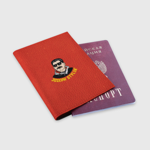 Обложка для паспорта матовая кожа Иосиф Сталин, цвет черный - фото 3