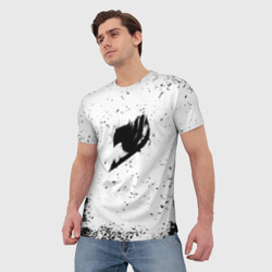 Мужская футболка 3D Черный логотип Хвост Феи на белом - фото 2