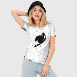 Женская футболка 3D Slim Черный логотип Хвост Феи на белом - фото 2