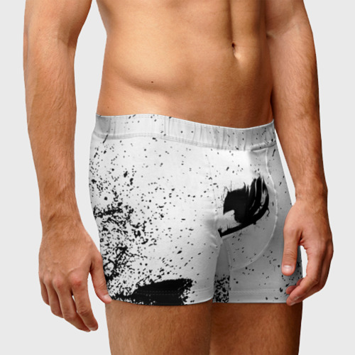 Мужские трусы 3D Черный логотип Хвост Феи на белом, цвет 3D печать - фото 3