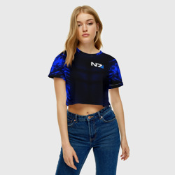 Женская футболка Crop-top 3D Неоновая броня N7 - фото 2