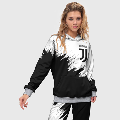 Женский костюм с толстовкой 3D Juventus sport, цвет меланж - фото 3