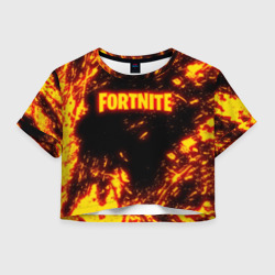 Женская футболка Crop-top 3D Fortnite fire storm