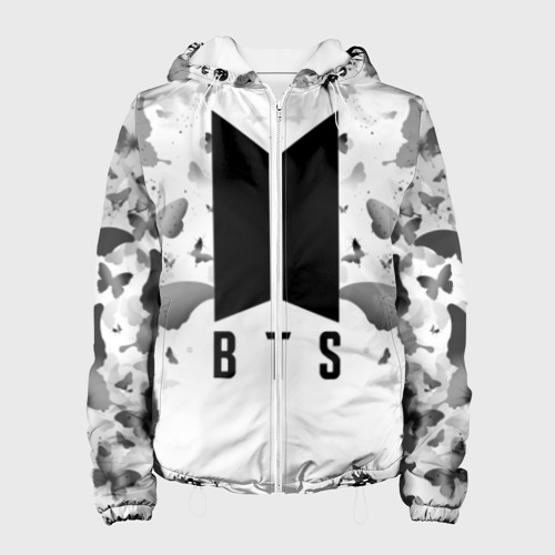 Женская куртка 3D BTS butterflies, цвет белый