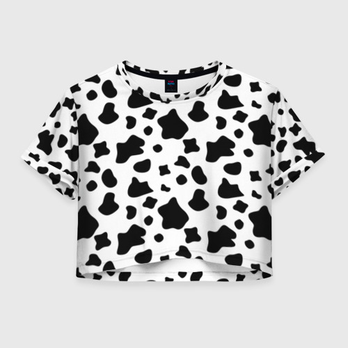 Женская футболка Crop-top 3D Корова, цвет 3D печать