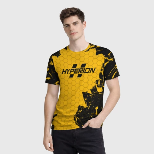 Мужская футболка 3D с принтом Borderlands hyperion, фото на моделе #1