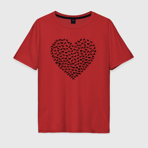 Мужская футболка хлопок Oversize Собаковое сердце, цвет красный