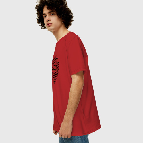 Мужская футболка хлопок Oversize Собаковое сердце, цвет красный - фото 5