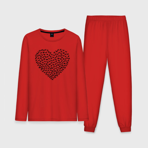 Мужская пижама с лонгсливом хлопок Собаковое сердце, цвет красный