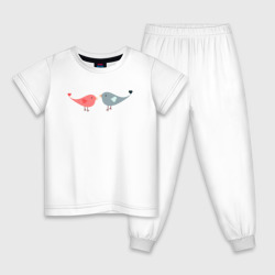 Детская пижама хлопок Птички-сердечки