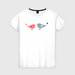 Женская футболка хлопок Птички-сердечки