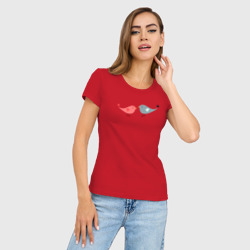 Женская футболка хлопок Slim Птички-сердечки - фото 2