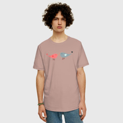 Мужская футболка хлопок Oversize Птички-сердечки - фото 2
