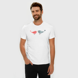 Мужская футболка хлопок Slim Птички-сердечки - фото 2