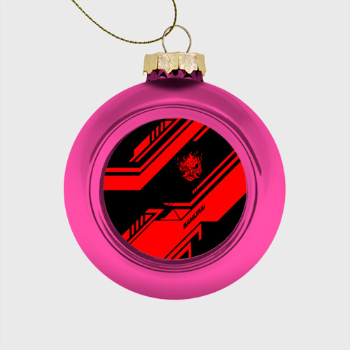 Стеклянный ёлочный шар Cyberpunk 2077 samurai, цвет розовый