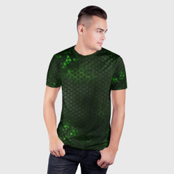 Мужская футболка 3D Slim Зеленая броня green steel - фото 2