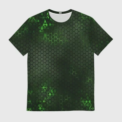Мужская футболка 3D Зеленая броня green steel
