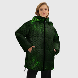 Женская зимняя куртка Oversize Зеленая броня green steel - фото 2