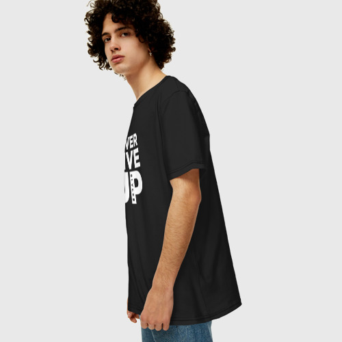 Мужская футболка хлопок Oversize Never Give Up, цвет черный - фото 5