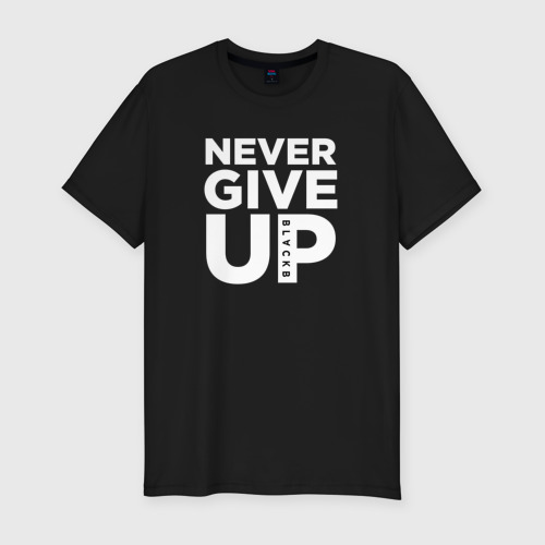 Мужская футболка хлопок Slim Never Give Up, цвет черный